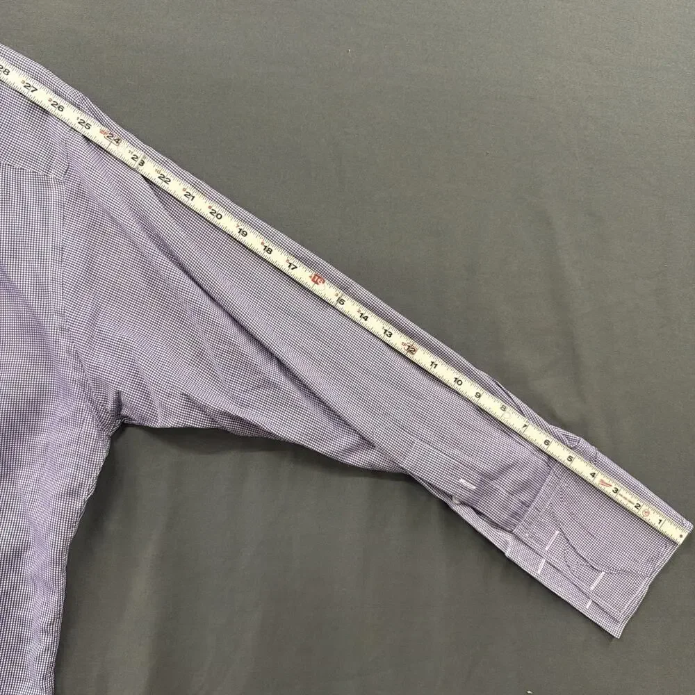 Robert Talbot Estate Mens Purple&White Gingham Check Dress Shirt USA